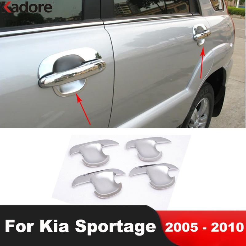 Side Door Handle Bowl Cover Trim For Kia Sportage 2005 2006 2007 2008 2009 2010 Chrome Car Door Handles Cup Overlay Accessories