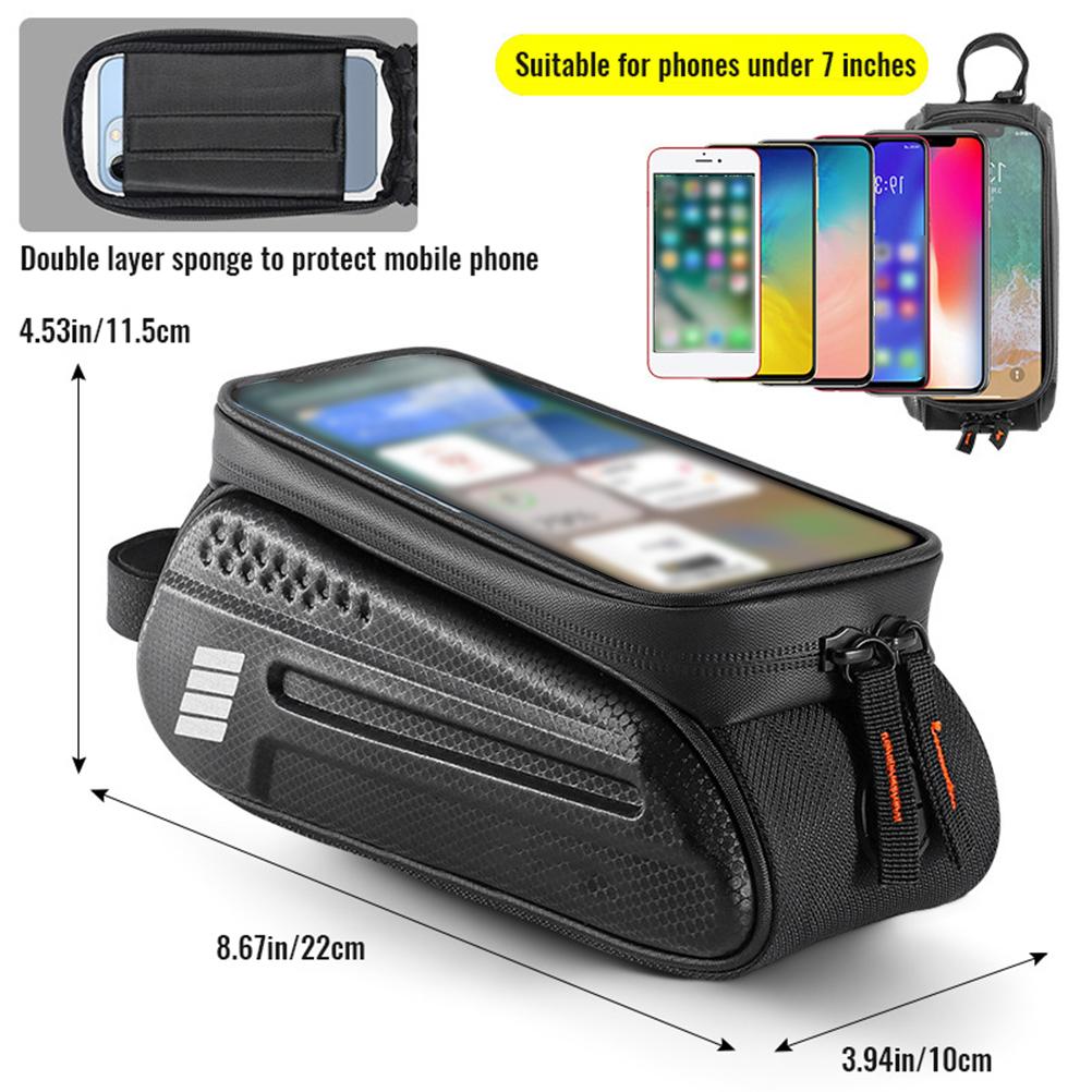 Bike Phone Bag  Phone Front Frame Bag Waterproof Bike Phone Mount Top Tube Hard Case Bag Touch Screen Phone Holder Case