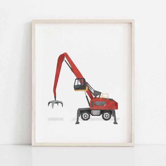 Nordic Style Engineering Vehicle Canvas Art Paintings Watercolor Poster and Prints Nursery Wall Art Picture for Home Decoration No Frame