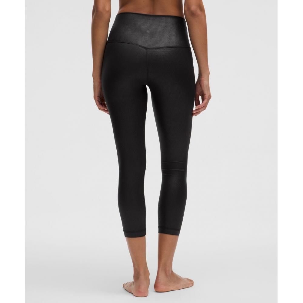 Lululemon Align  High Rise Ribbed Crop 23   Shine Radiate Foil Print Black