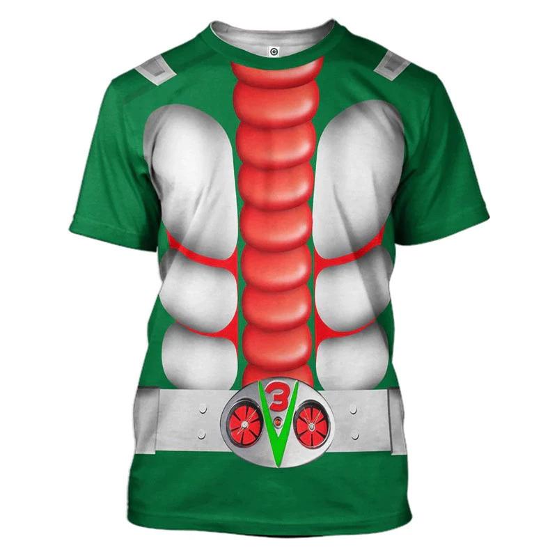 

Kamen Rider Mask T-Shirt Short Sleeve Round Neck Kick Boxing Muay Thai Mix Martial Art Japan Cartoon Animation Sport 3D Print Vintage Training Unisex S