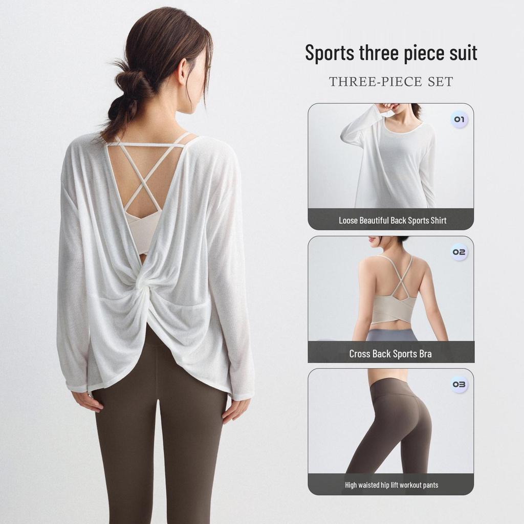 Elegant Women's Yoga Cover-Up Set: Casual Spring Sportswear for Pilates & Fitness