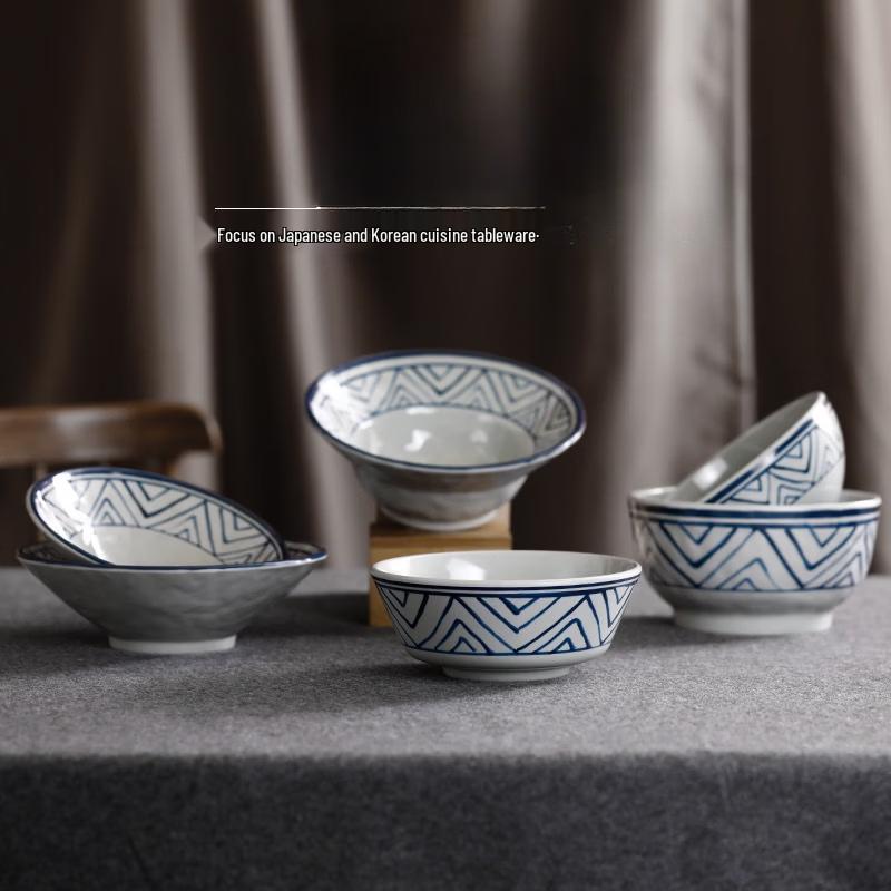 ZISIZ Hand-Painted Japanese Melamine Noodle & Soup Bowls, Set of 2