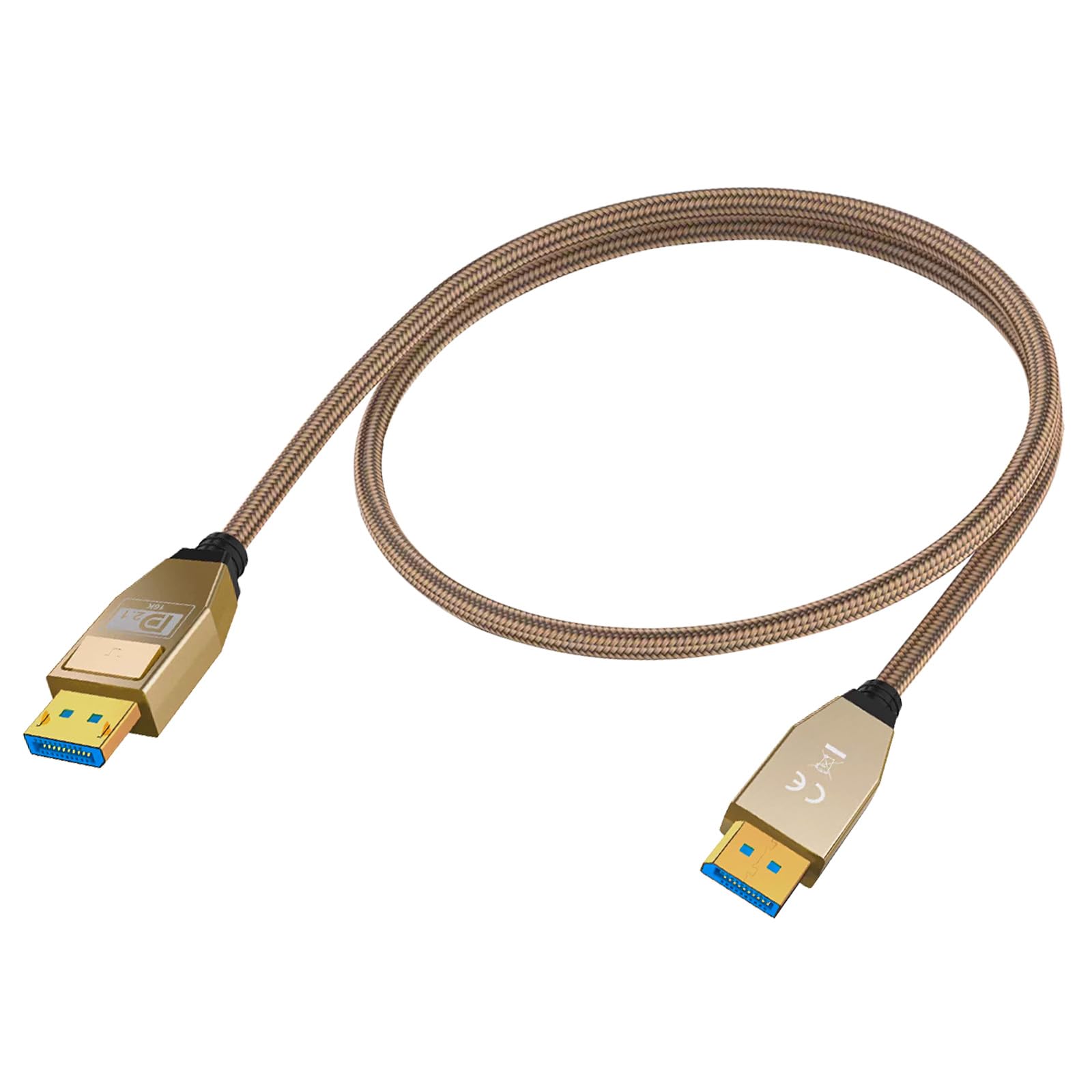 

Poyiccot 16K DisplayPort 80 Гбіт/с Пропускна здатність DisplayPort DP80 Сертифікований Кабель-подовжувач DisplayPort DP «тато» до «тато» із сумісністю HDCP для кабелю 2.1 довжиною 60 см,