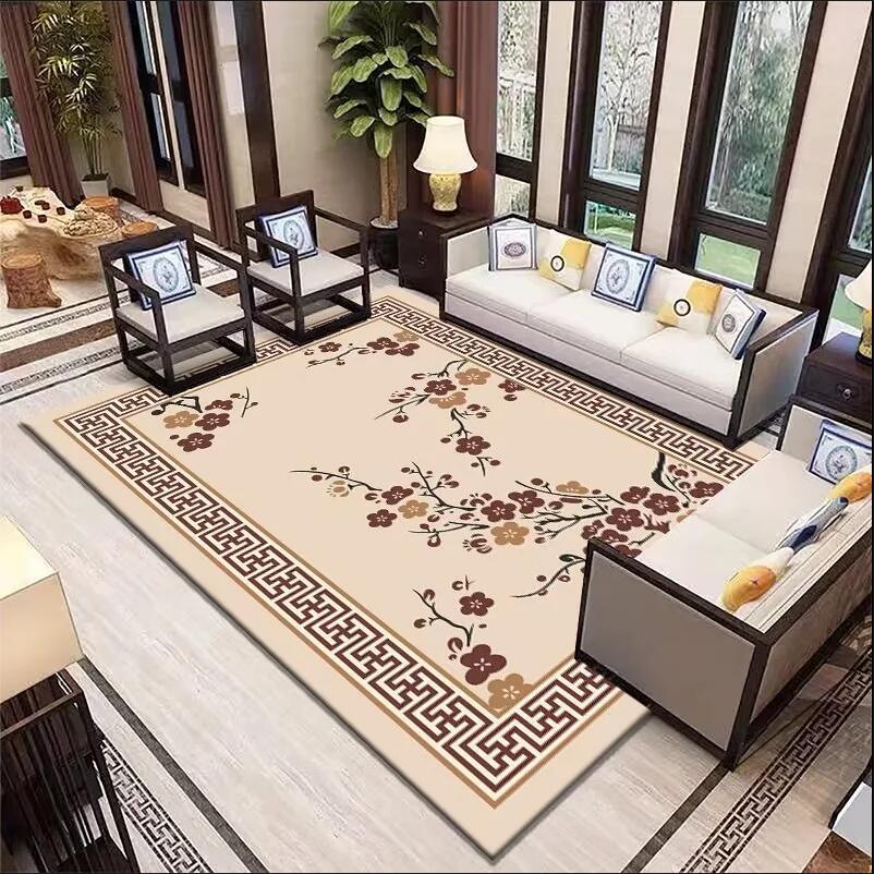 Floral Bird Print Carpet Chinese Style Living Room Decor Mat Non-slip Absorbent Home Decor Rug Multi-size Balcony Bedroom Rugs