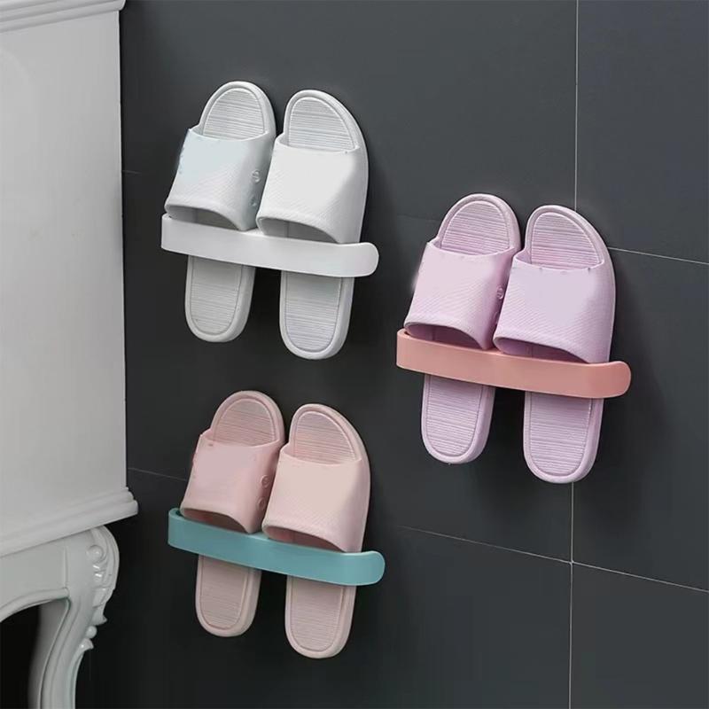 Plastic Wall Mount Shoe Holder 5Pcs No Drill Installation Water Resistant Design Slipper Hanger Rack for Modern Homes