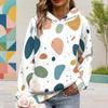 Women Plus Size Abstract Geometric Printed Long Sleeve Drawstring Hood Kangaroo Pocket Pullover Hoodie