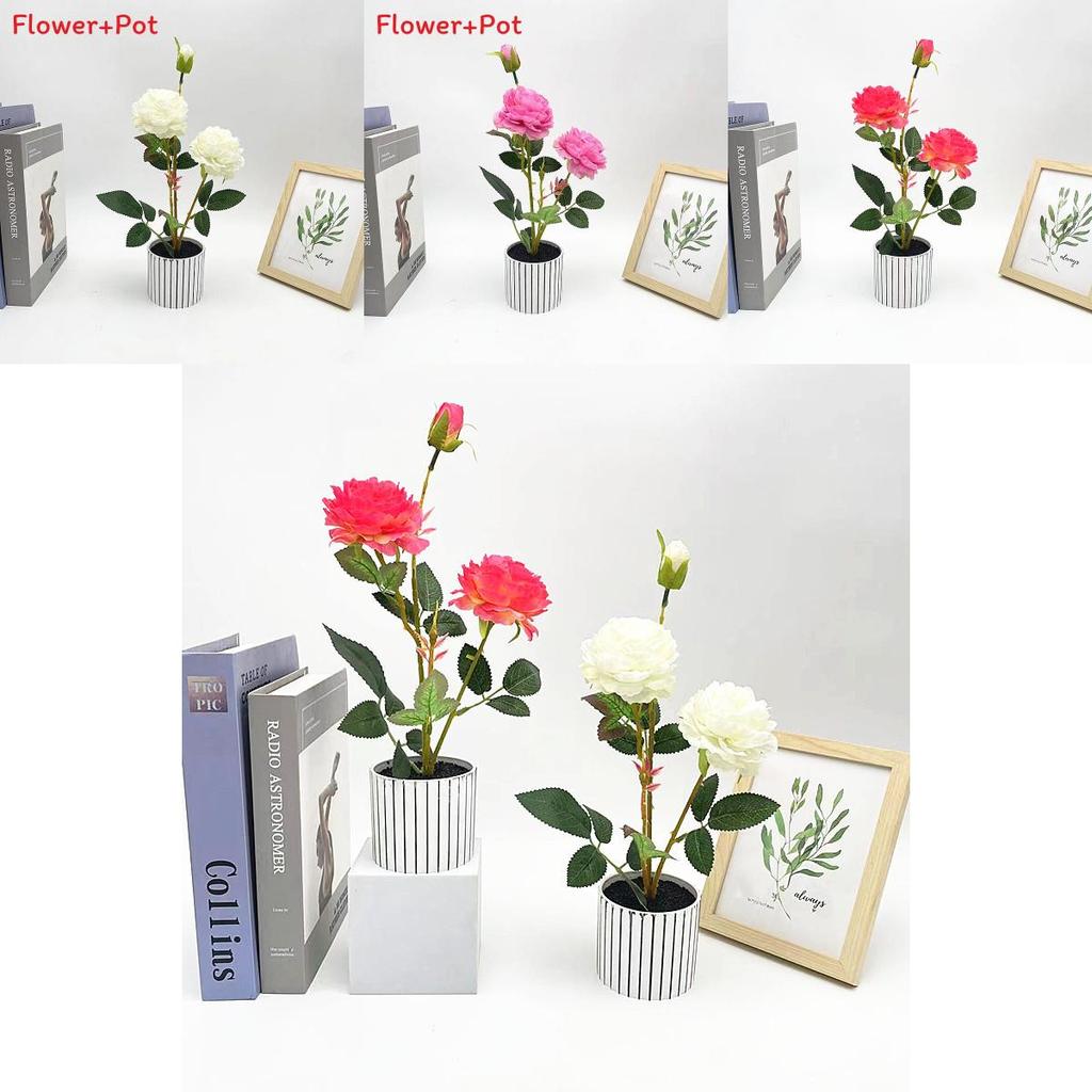 Peony Artificial Flower Pot With Blooming Buds For Home Decor And Gift