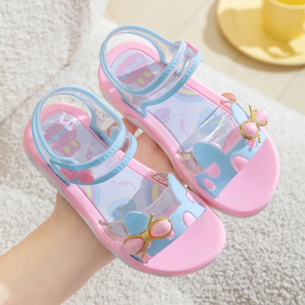Jelly Color Girls Sandals Student Korean Princess Shoes Soft Bottom Beach Shoes Girls Flat Sandals for Children