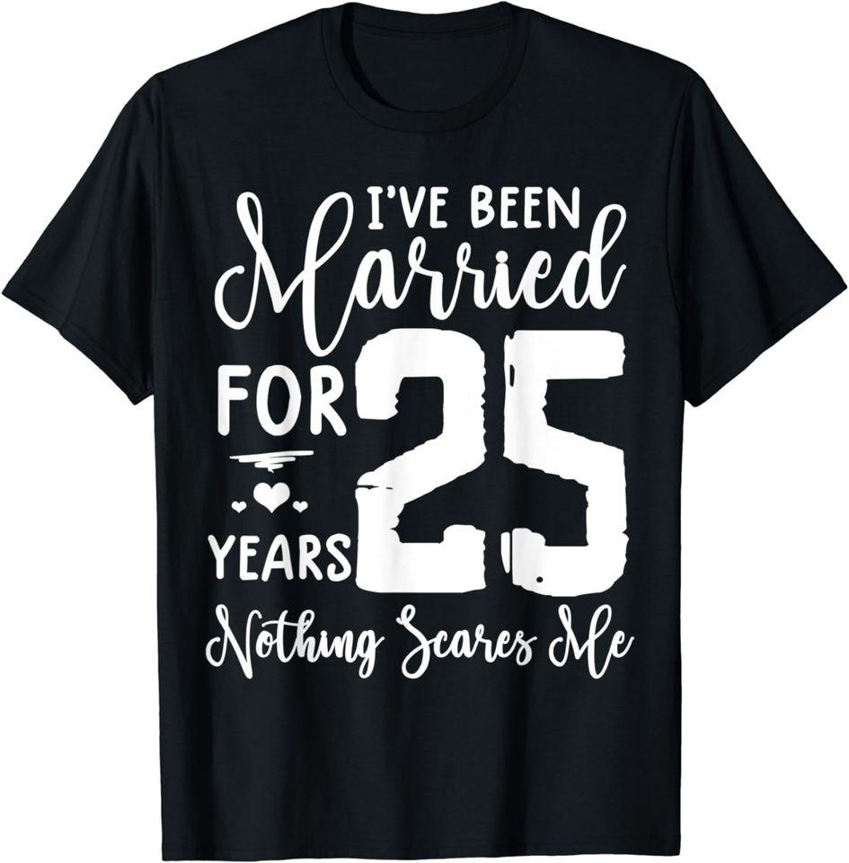 

25 years married t-shirt Funny Couple 25th Anniversary tee T-Shirt Classic T-shirt XL