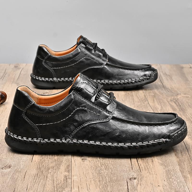 Leather Men Casual Shoes Outdoor Leisure Walk Men Moccasins Handmade Shoes Retro Style Business Shoes Big Size 48
