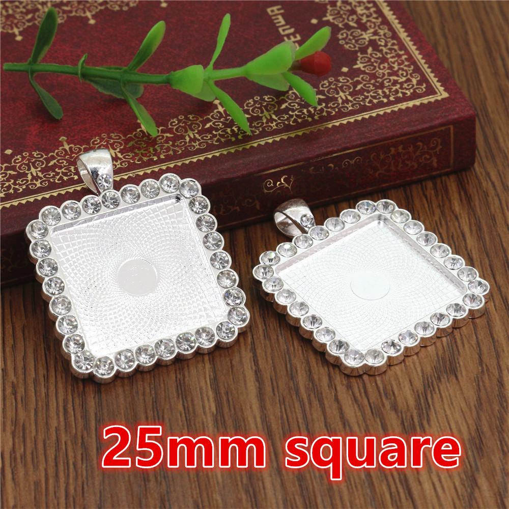 5pcs Fits 20mm 25mm 18x25mm 30x40mm Cabochons with Rhinestone Round Oval Pendant Blank Base SettingTray DIY Jewelry Accessories