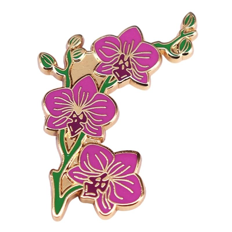 

Elegant Orchids Enamel Brooch Featuring Exquisite Craftsmanship Flower Lapel Pin Women Jewelry Metal Texture for Women 1