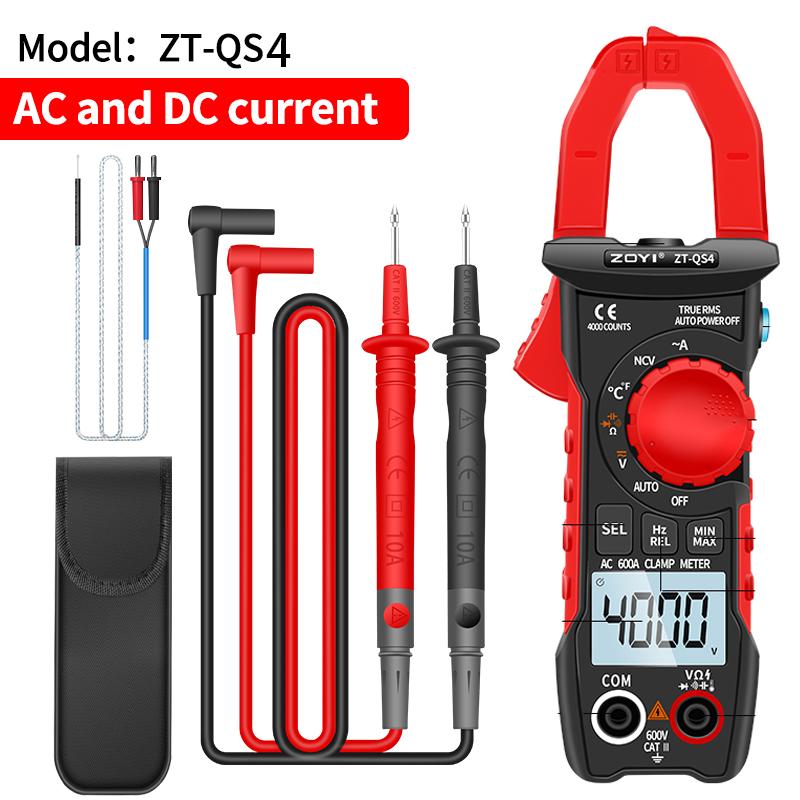 ZOYI ZT-QS4 Digital Clamp Meter DC/AC Current 4000 Counts Multimeter Ammeter Voltage Tester Car Amp Hz Capacitance NCV Ohm Test