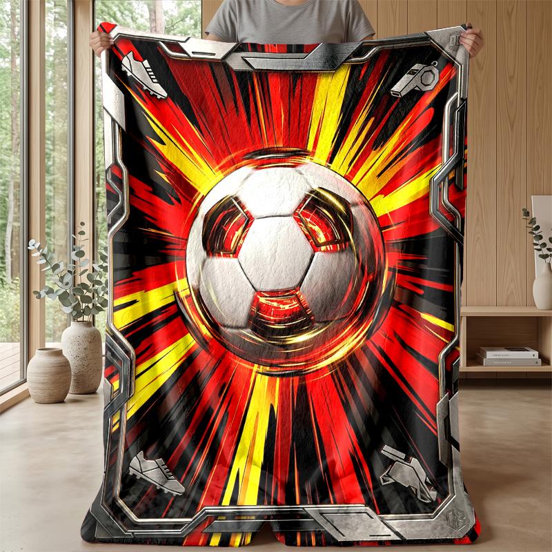 Soccer Ball Energy Burst 2 Theme blanket Lightweight Warm Flannel Blanket Decorative Throw Blanket for Home Decoration