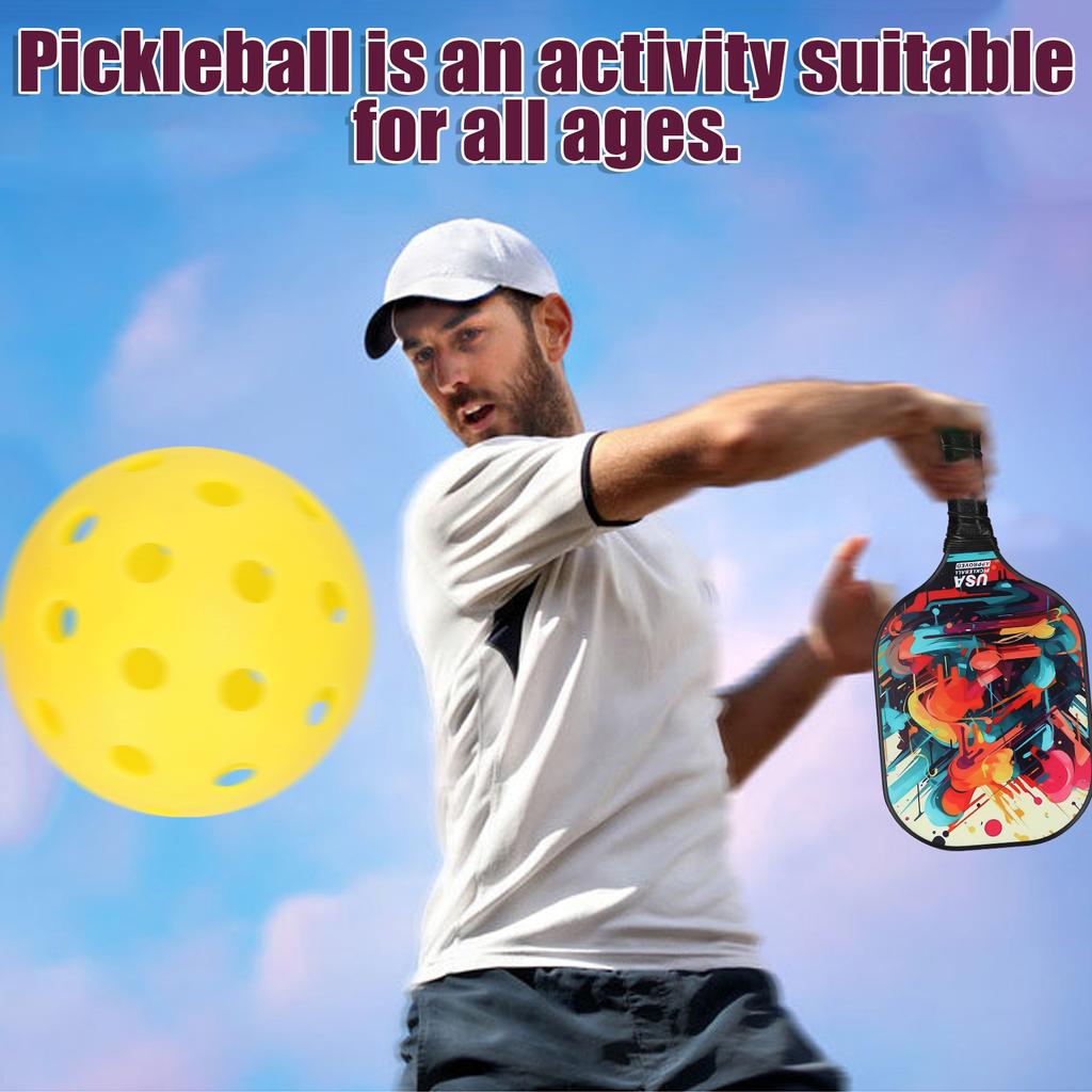 Fiberglas Pickleball Rackets Set Pickleball Paddle Set of 2 Rackets and 4 Pickleballs Balls Pickle-Ball Racquet with Balls Sport
