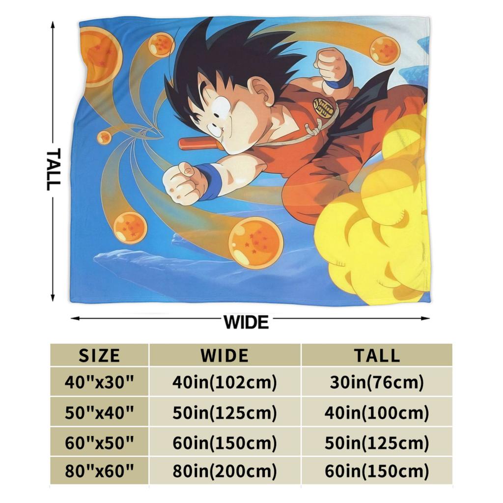 DBZ Kid Goku Flannel Throw Blanket Blankets for Bed Bedroom Lightweight Bedding Throws,