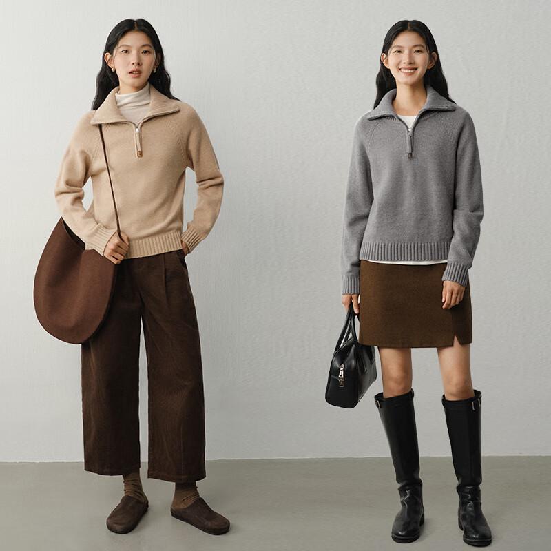 WHIteALLUSION Women s Merino Wool Blend Loose Turtleneck Sweater L