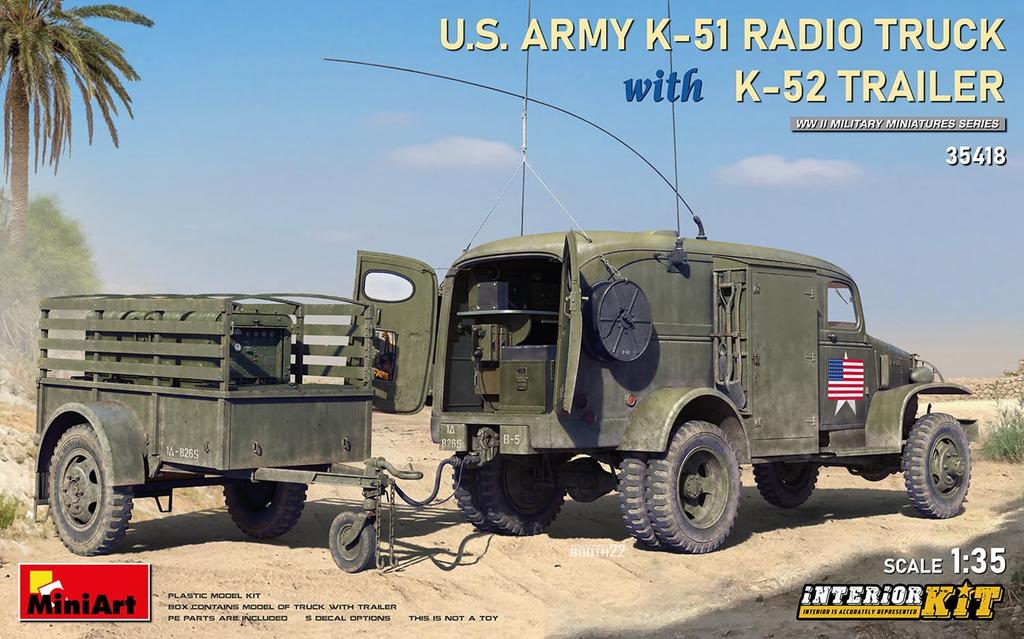 Miniart Scale American Radio Truck and Trailer Interior Kit Plastic Model Kit MA35418 1/35 K-51 K-52