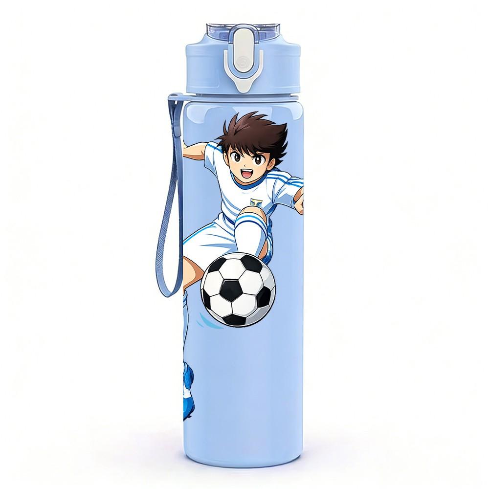 1PC Boy Soccer Player Sport Print 750ml Color Plastic Sports Water Bottle Leakproof Flip Straw Lid Suitable for Sports Office Home Use