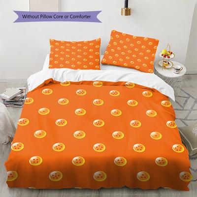 DRAGON BALL Logo Pattern Bedding,Quilt Set Quilt Cover Pillowcase Home Birthday Gift (1 * Duvet Cover + 2 * Pillowcase, Without Core)