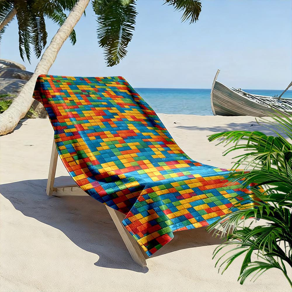 Colorful Mosaic Pattern Design Beach Towel Quick-drying for Travel Outdoor Sports Jogging Beach and Swimming