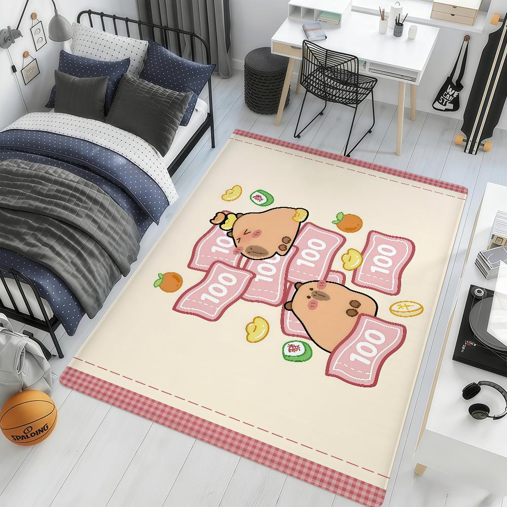 cartoon cute art Capybara kawaii hogar Bedside Rug Kitchen Bath Floor Mat Hallway Balcony Carpet Entrance Doormat Decor Home