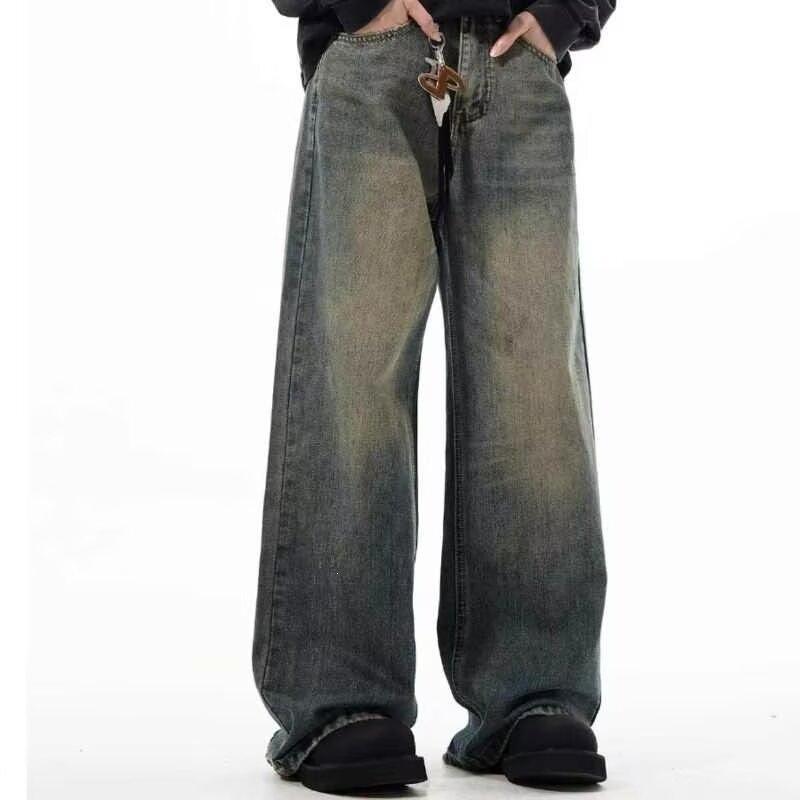 American Trendy Brand Retro Washed Old Jeans Men's Spring and Autumn New Loose Straight High Street Versatile Pants