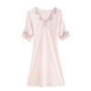 Women Fashion Sexy Silk Satin Night Gown 8 Colors Short Sleeve Nightdress Lace Sleep Dress V-neck Nighties Night Shirt Sleepwear Nightwear