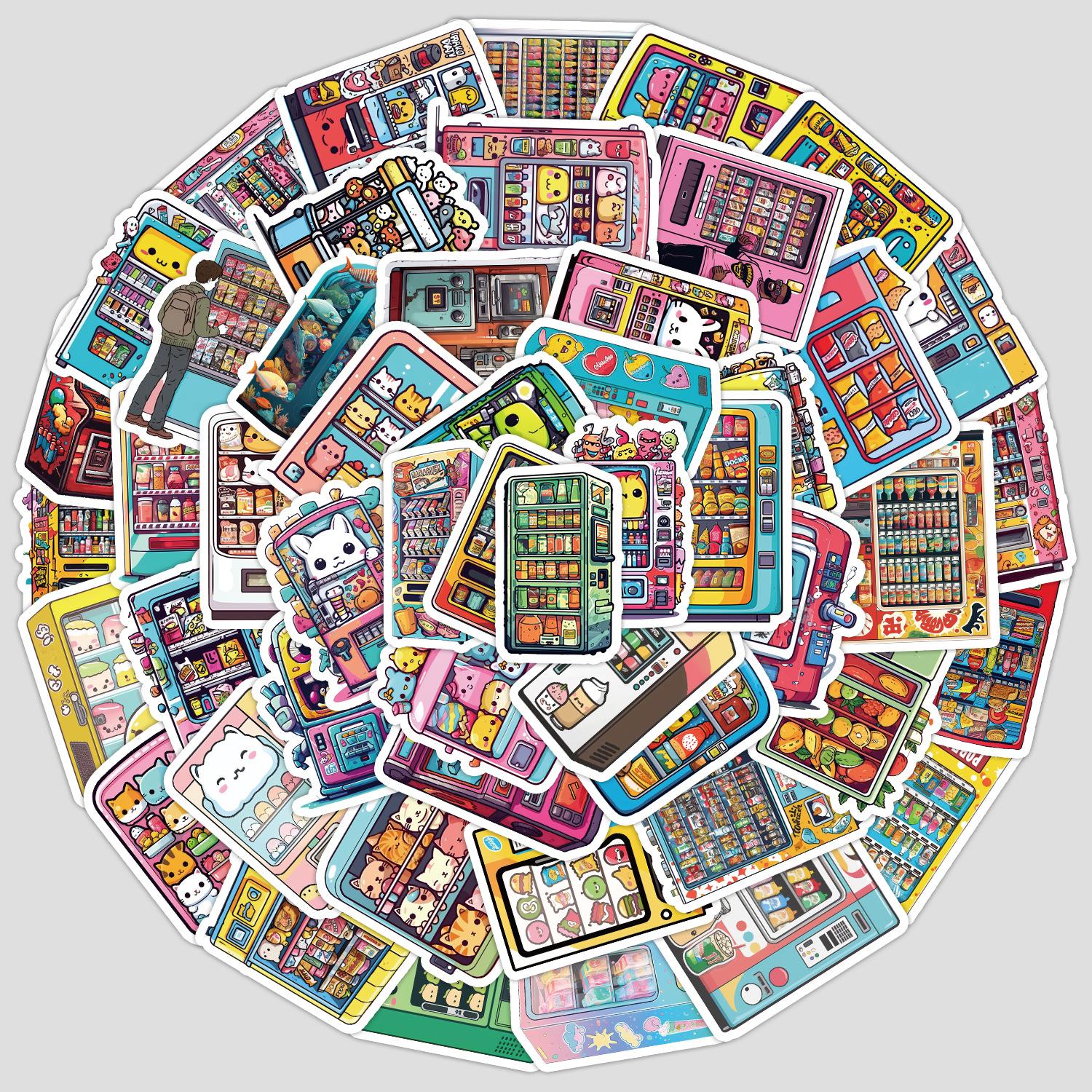 

50 Cute Vending Machine Series Graffiti Stickers Stationery Stickers Water Cup Computer Waterproof Decorative Stickers