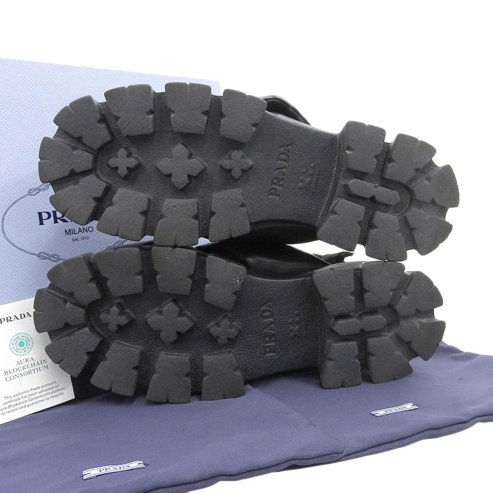 PRADA 1X123N Monolith Padded Nappa Leather Sandals, Women's, Black, Size 39 1/2 shoes 39 1/2 blackUsed