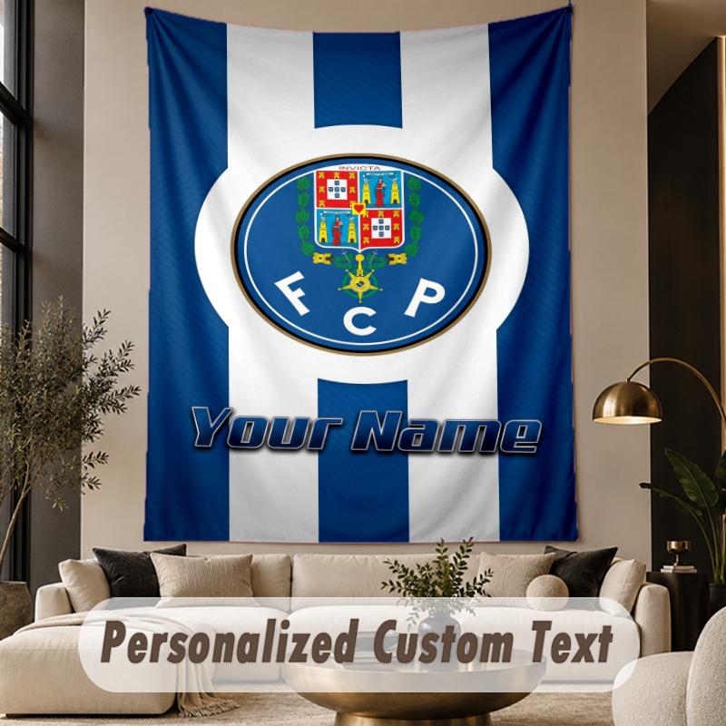 Custom Text Tapestry FC Porto Print Wall Tapestry Indoor Living Room Wall Decor