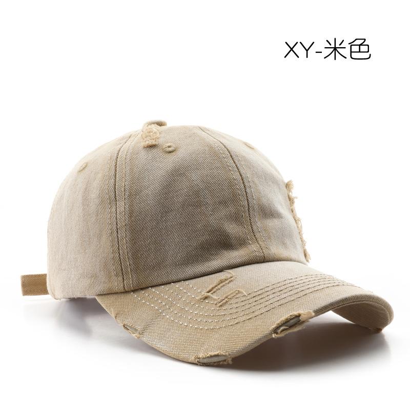Japanese retro women's autumn and winter washed holes solid color light board baseball cap outdoor men's travel sun protection shade cap