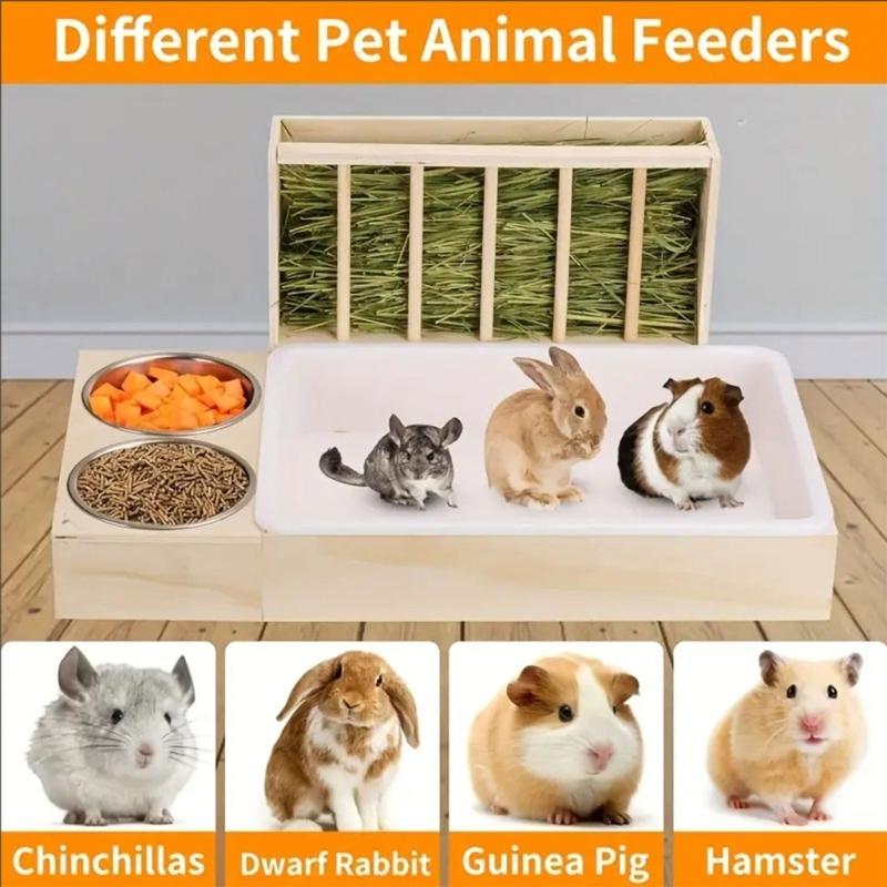 Guinea Pigs Hays Rack Feeding Bowl Durable Anti Tip Structure Space Saving Cage Feeder For Small Pet