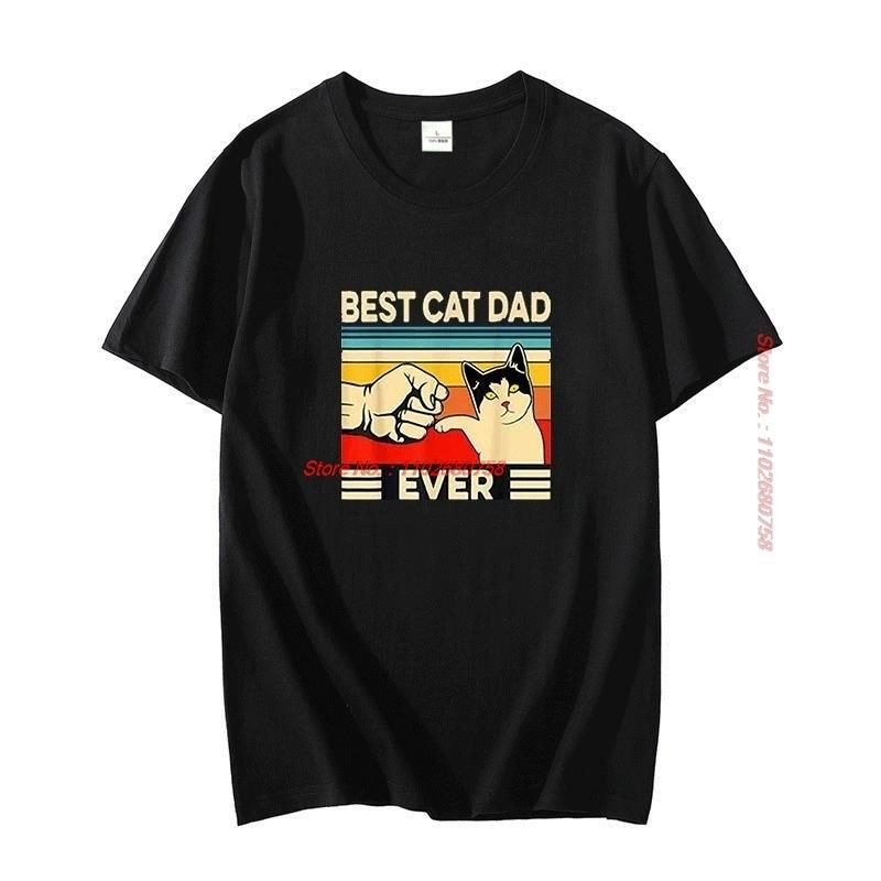 Best Cat Dad Ever Cat Daddy Vintage Graphic T Shirts Lover Father Funny Cat Cotton Big Size Short Sleeve T Shirt Unisexs Clothes