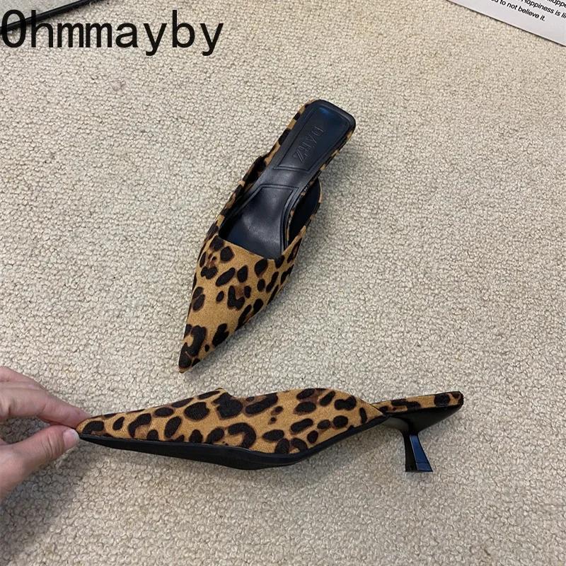 Estivi Gladiatore Donna Mules Pantofole Moda Elegante Punta Appuntita Ciabatte Scarpe Signore Outdoor Abito Tacco Alto Sandali
