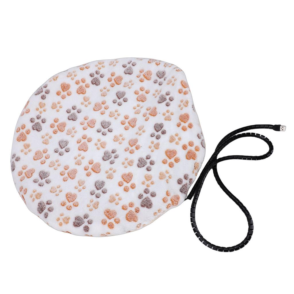 USB Pet Heating Pad Round Double Sided Flannel Thick Warm Dog Cat Heated Blanket Mat for Winter Cold Weather
