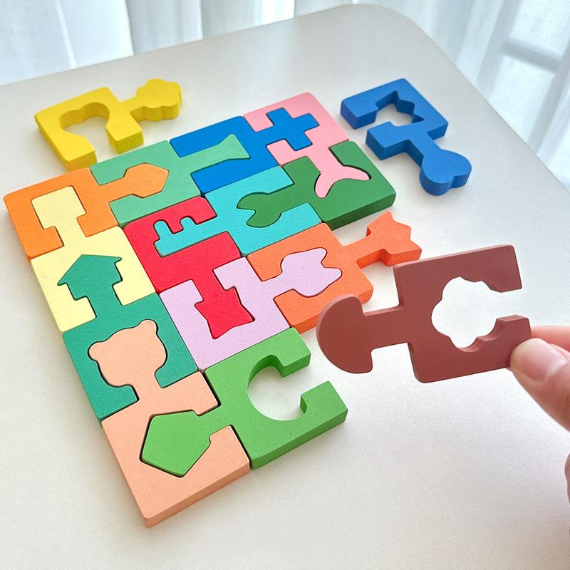 Alta Qualità 16 Pezzi Alta Qualità Colorati Alta Qualità Legno Alta Qualità Puzzle Alta Qualità Bambini Alta Qualità Cartone Animato Alta Qualità Aereo