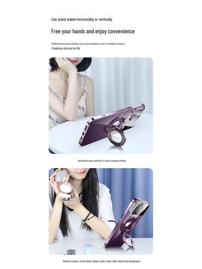 Magnetic Electroplated Clear Case with Lens Film for iPhone 15 Pro Max