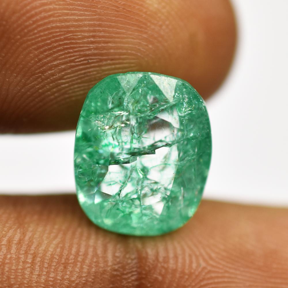 Natural Green Emerald Loose Gemstone Quality 8 Ct Cushion Shape for Jewelry Making and Crafts