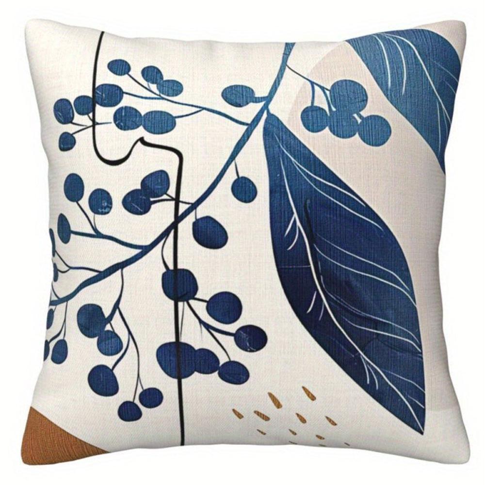 Federa Cuscino Astratta Pianta Rosa e Blu Camera da Letto Soggiorno Divano Decorazione Casa Poliestere Copricuscino con Cerniera