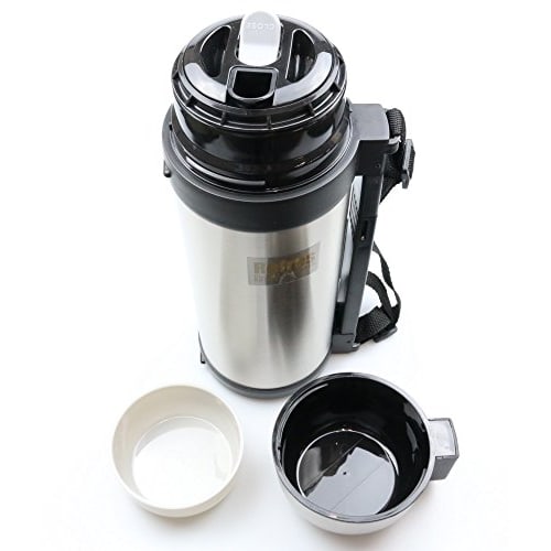 PEARL METAL 1500ml Double Stainless Steel Water Bottle with Cup, Refres HB-2427