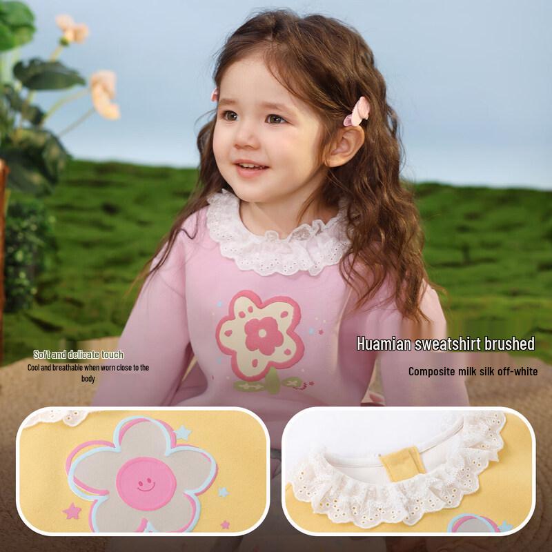 LUSON Baby Girl Doll Collar Sweatshirt & Pants Set