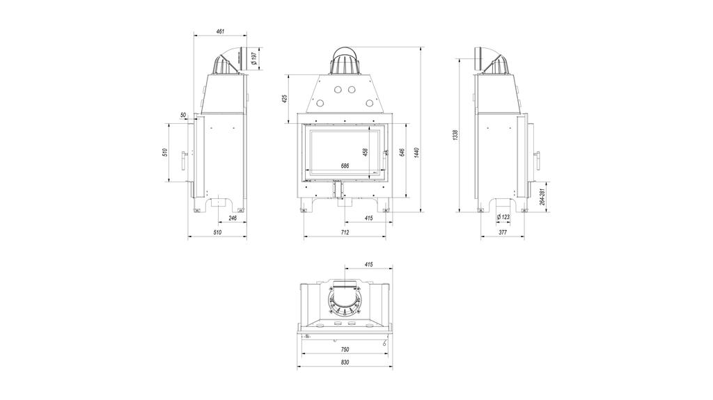 Steel Fireplace KRATKI MBO 15 kW Ø 200