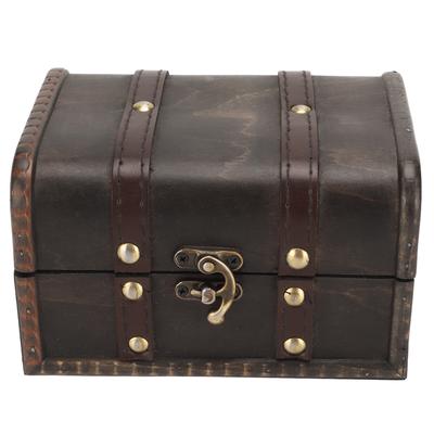 Wooden Treasure Box Vintage Elegant Old Grey Wooden Treasure Chest For Storage Jewelry Necklace