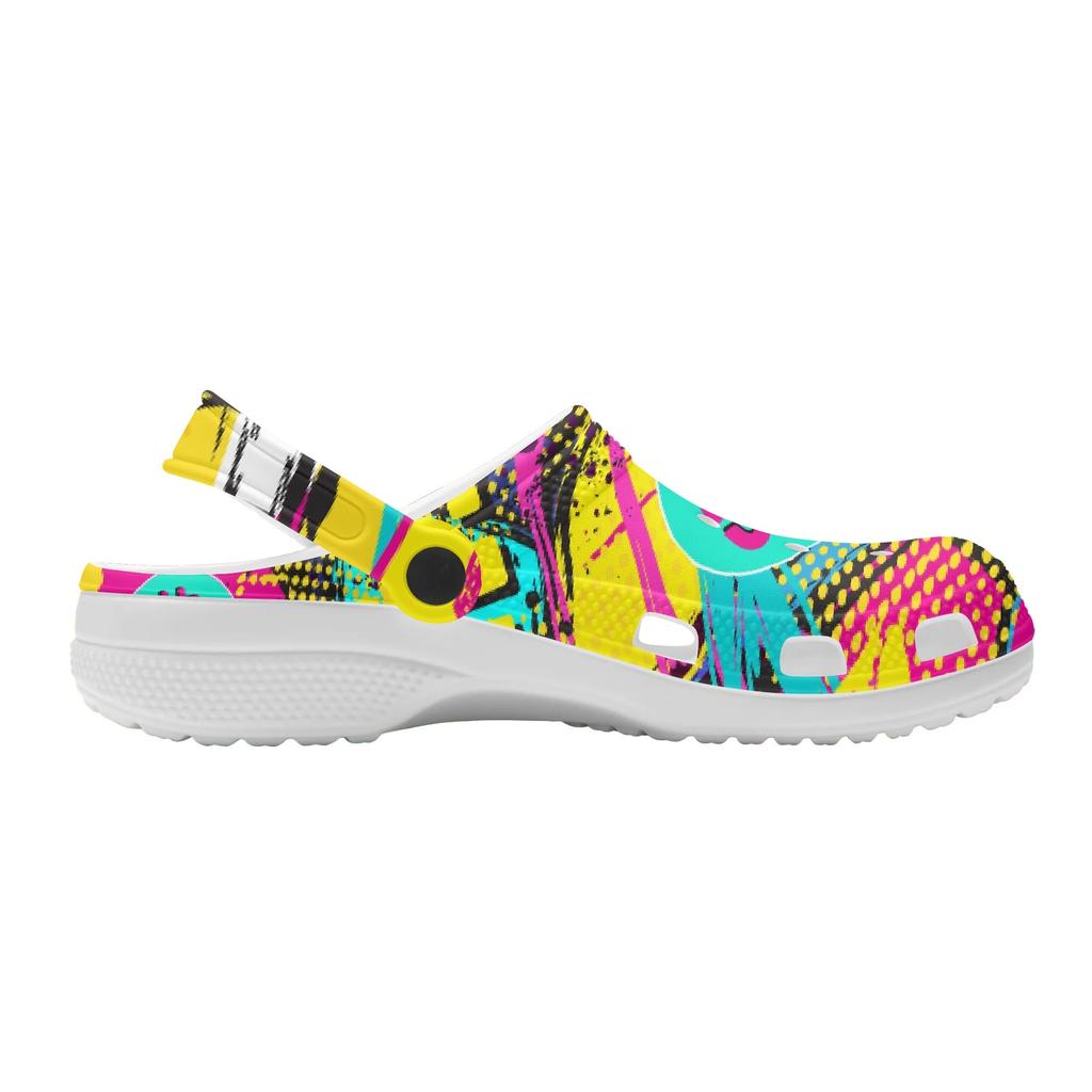 Lightweight EVA Clogs Unisex Printed Breathable Slip On Garden Shoes for Beach Pool Bathroom Home Summer Slippers Travel Wear