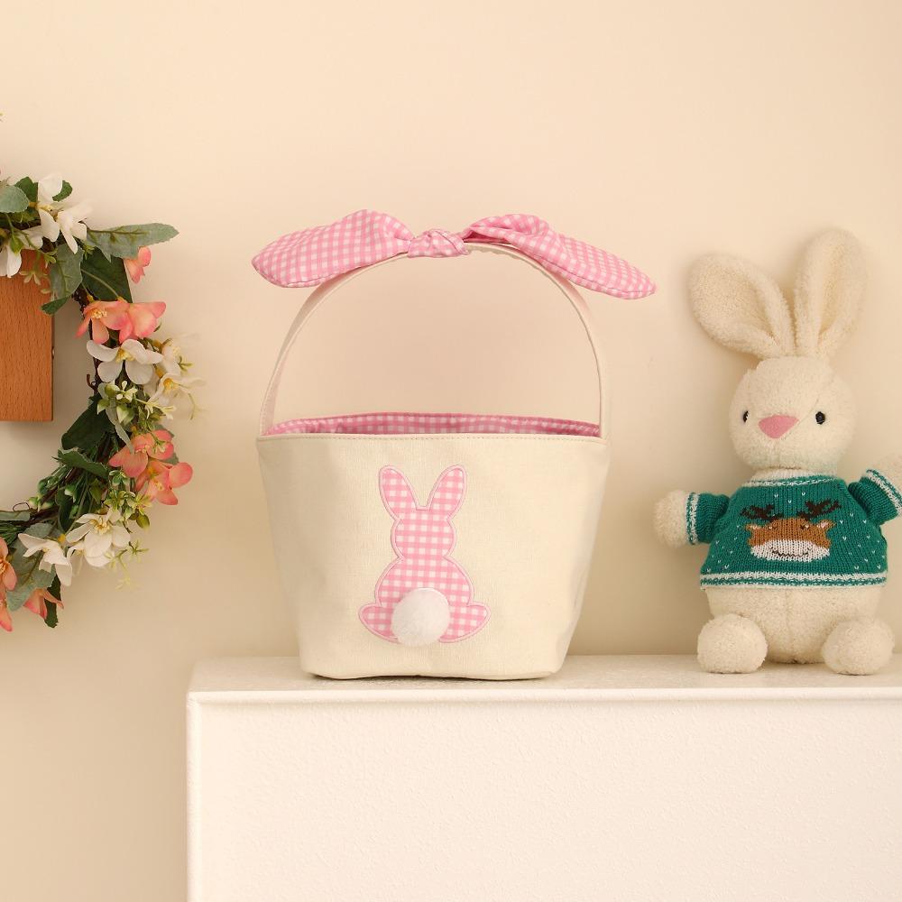 With handle Rabbit Basket Long ears Candy Bag New Easter Egg Basket  Easter decorations