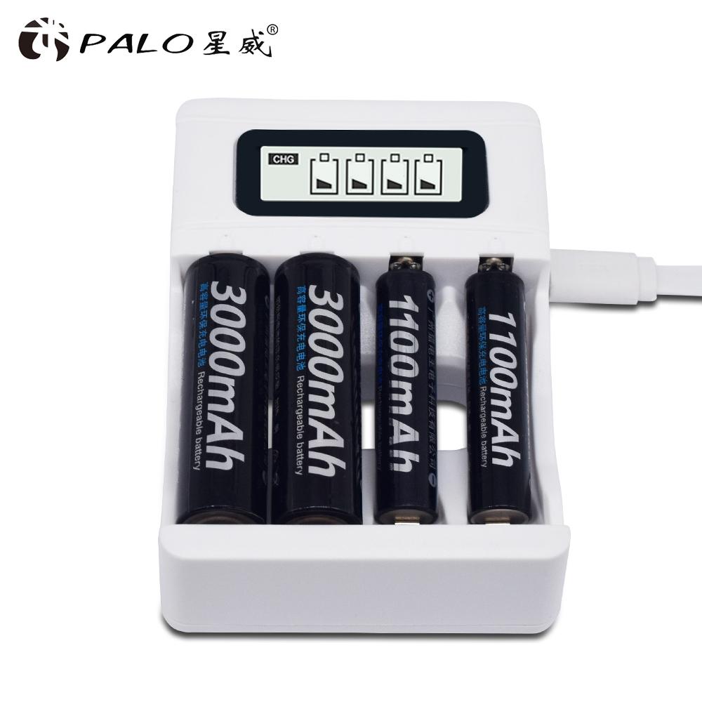 PALO 3000mAh 1,2V AA dobíjecí baterie + 1100mAh 1,2V AAA baterie NIMH 2A 3A dobíjecí baterie pro fotoaparát Budík na hračky