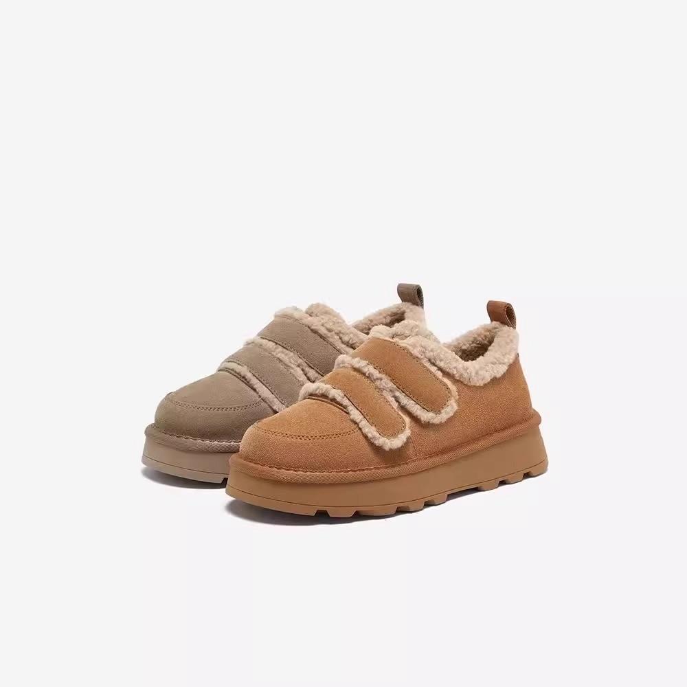 Damen Winter Klettverschluss Fell gefütterte leichte warme Anti-Kälte gepolsterte Schneestiefel rutschfest abriebfest lässige Sneaker Baumwollstiefel