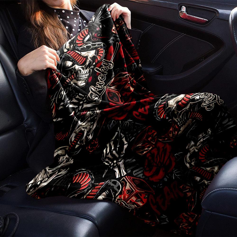1pc Skull Fear Throw Blanket Soft Flannel, Cozy All Season Polyester Perfect for Home, Office